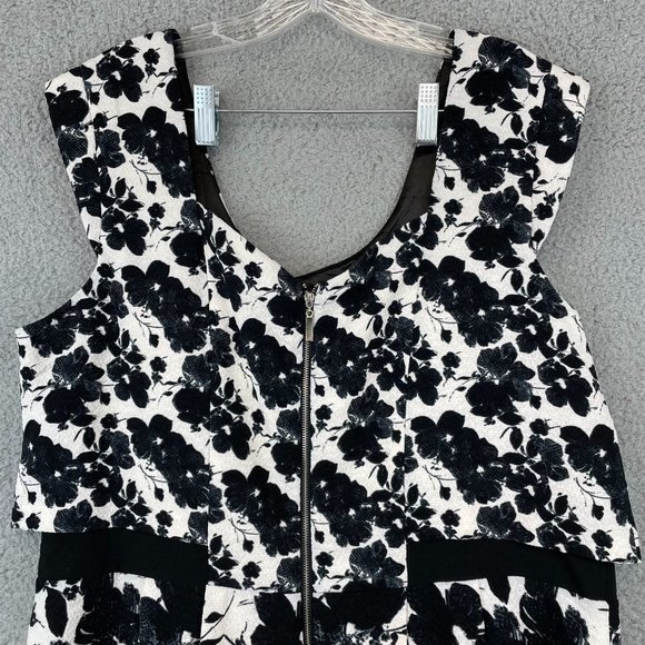 New City Chic Double Take Faux 2 Piece Floral Cocktail Dress Black White M - Picture 4 of 12